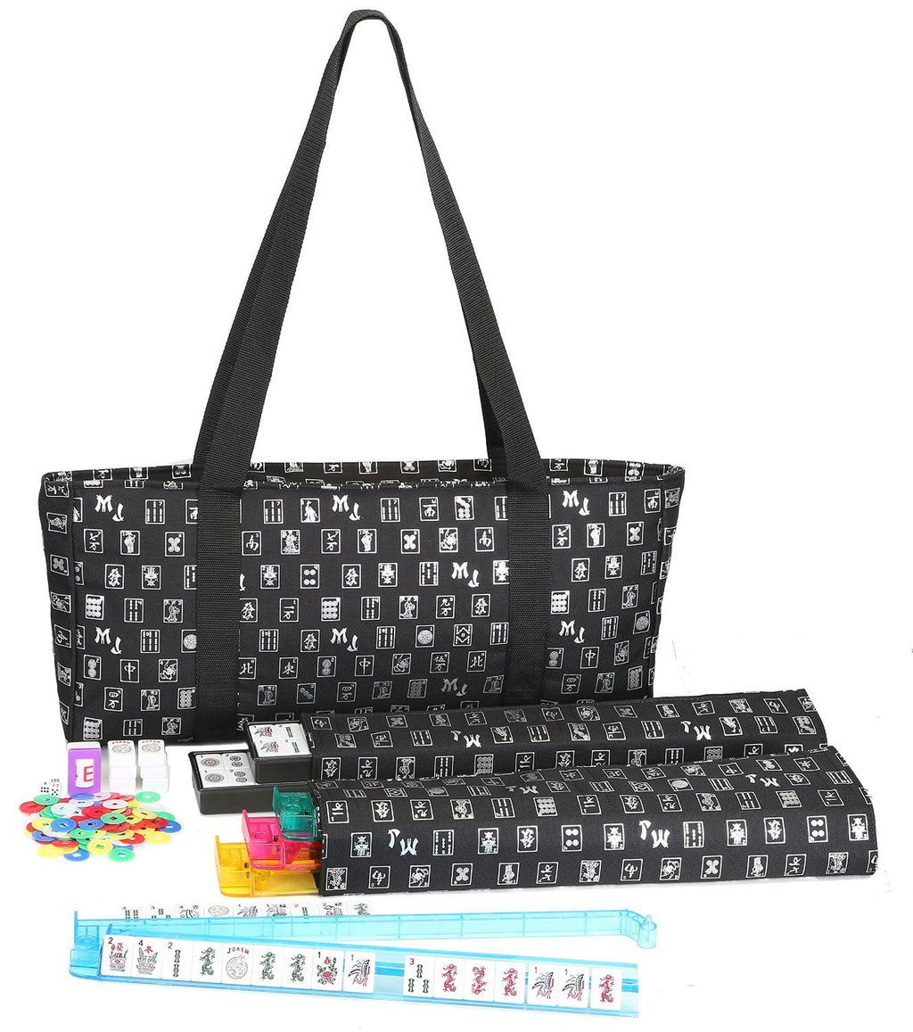 Mah Jongg Direct Black & Silver MJ Designer Logo Soft Replacement Case, includes two matching wraps and a bonus bag, (Replacement Soft Case Only - tiles, trays, racks and pushers not included)