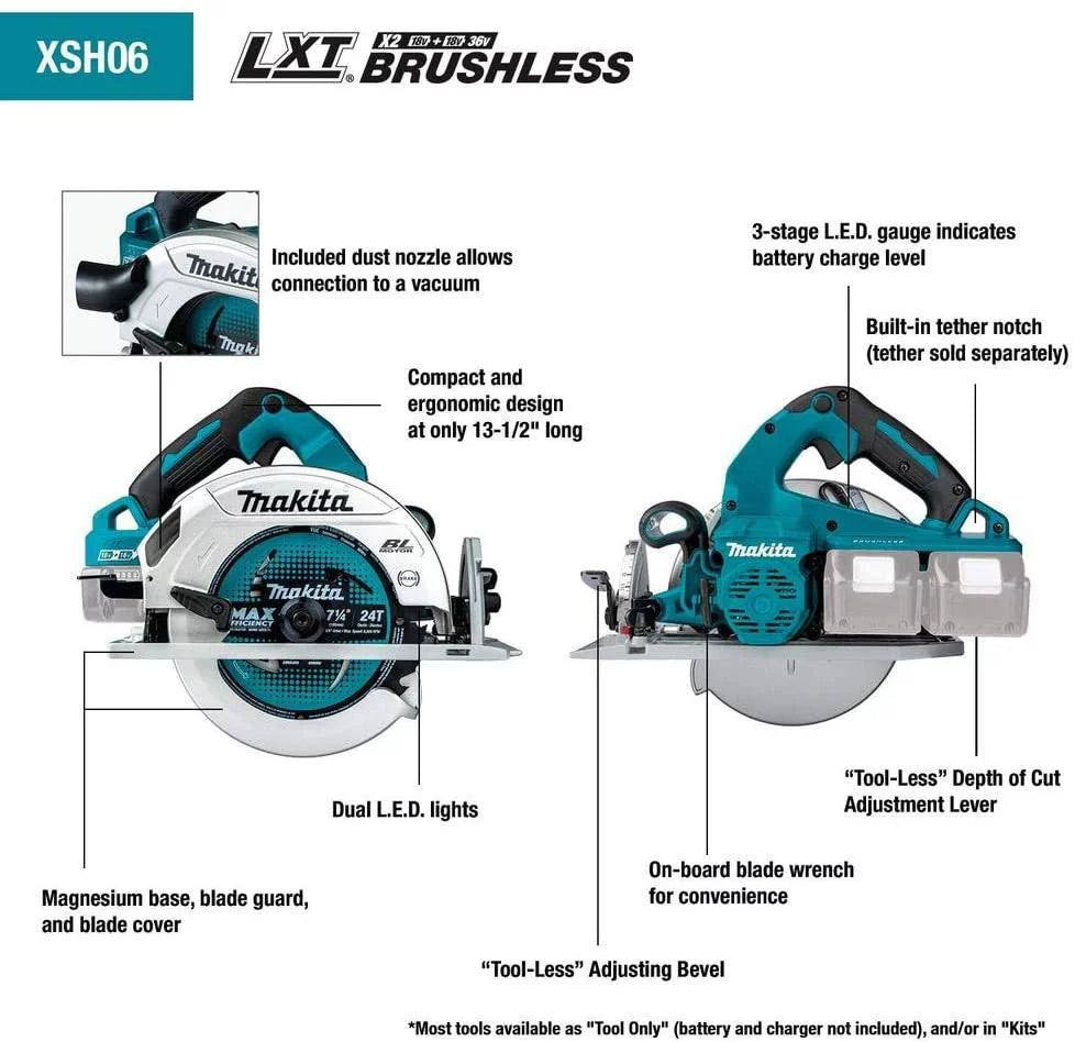 Makita XSH06PT 18V X2 LXT Lithium-Ion 36V Brushless Cordless 7-1/4 Circular Saw Kit 5.0Ah