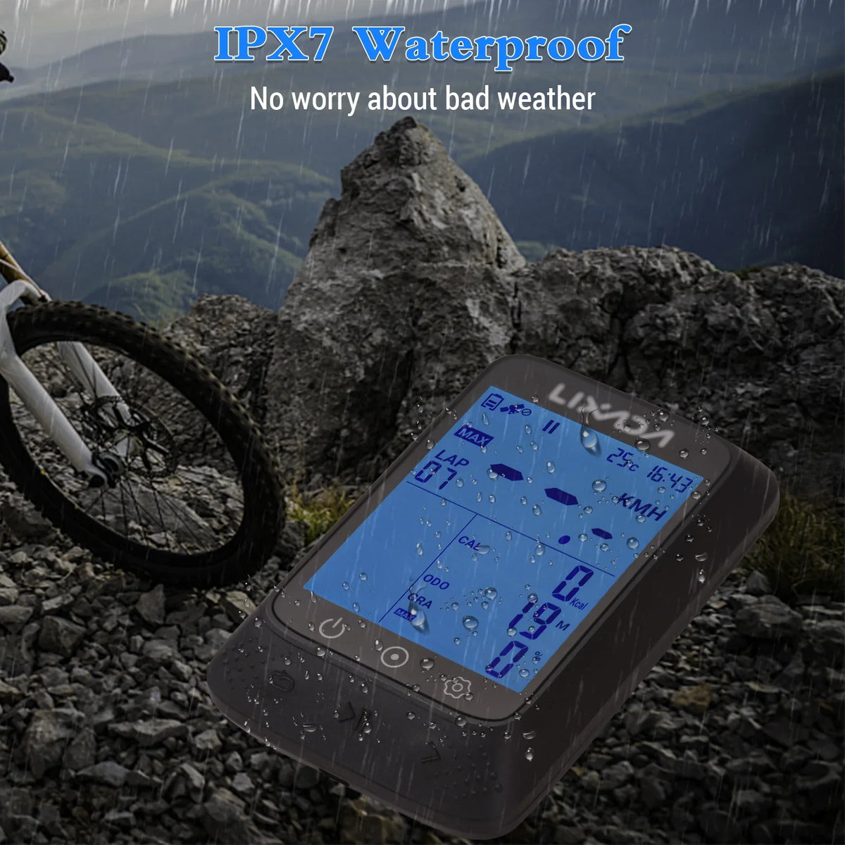 Lixada Wireless Bike GPS Computer with ANT+ Sensor Waterproof 2.3in BT Fitting Strava APP Altitude Gradient