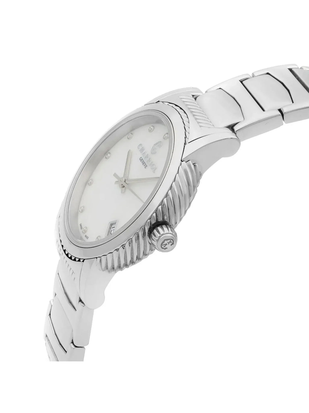 New Charriol Parsii 33mm Steel Diamond White MOP Dial Quartz Watch P33S2.920.001
