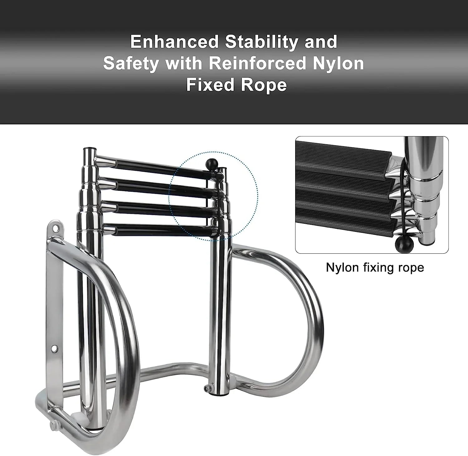 4 Step Pontoon Craft Ladder,Heavy Duty Telescoping Watercraft Boarding Ladder with Wide Steps, Folding Craft Swim Ladder,Dock Ladder with Hand Railings