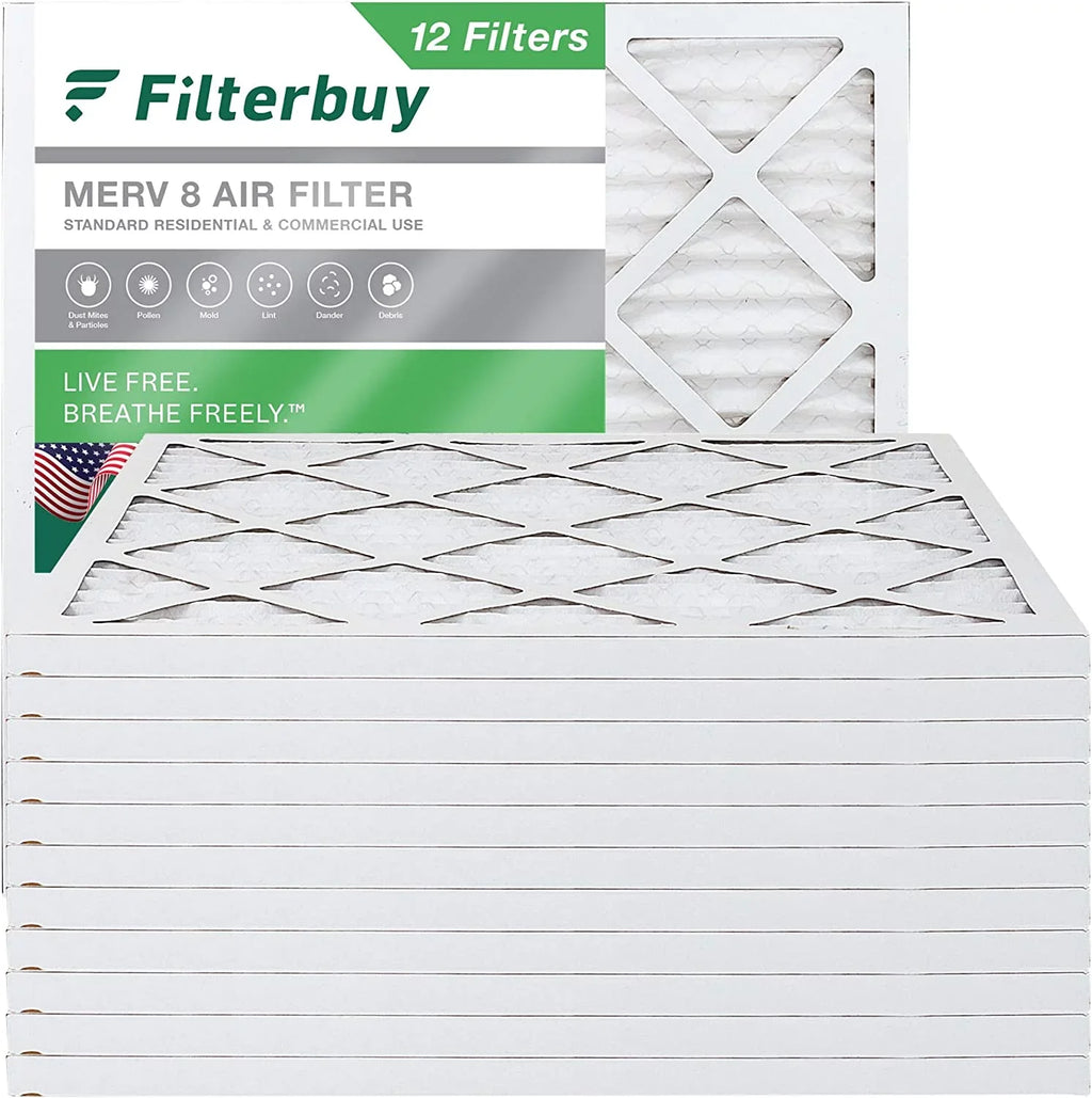 Filterbuy 18x18x1 MERV 8 Pleated HVAC AC Furnace Air Filters (12-Pack)