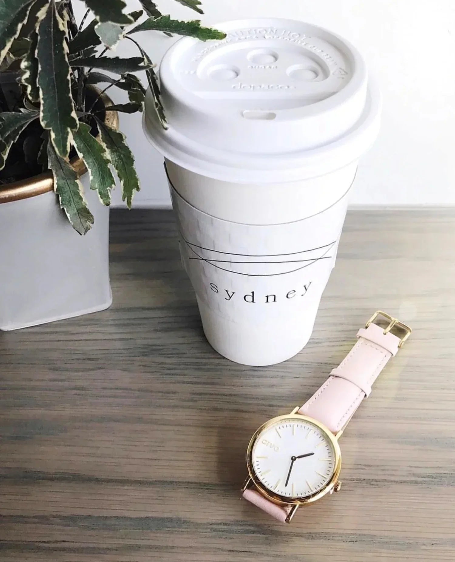 Arvo White Time Sawyer Watch - Gold - Pink Leather