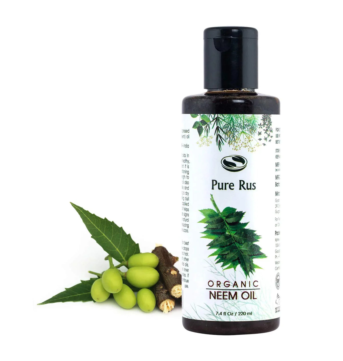 Pure Rus Cold Pressed Neem Oil for Hair and Skin, 220ml