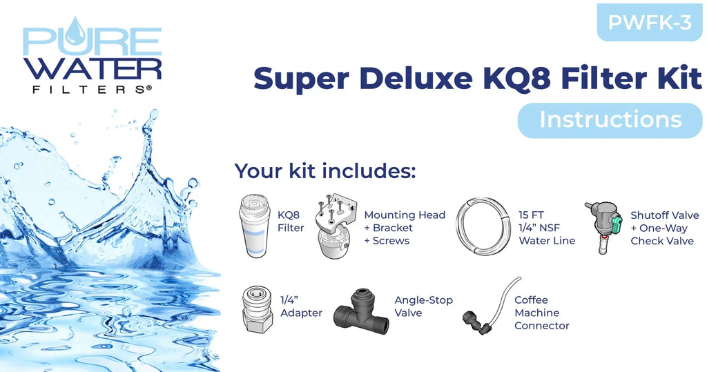 Keurig KQ8A Water Filter System for Direct Water Line Plumb Kit Hookup For Models B150P, K150P, K155P, K2500, K3000, K3000SE, B3000, B3000SE, K3500, K4000