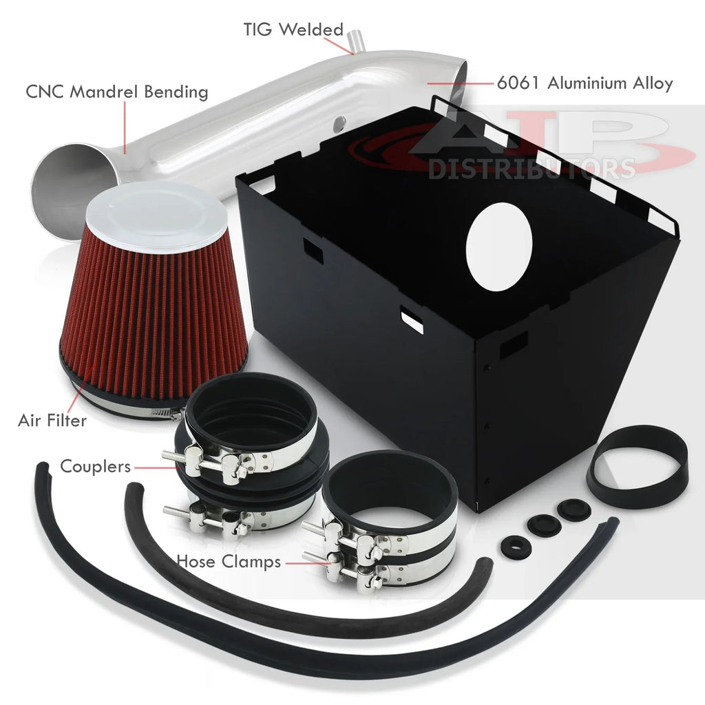 AJP Distributors Cold Air Intake Induction System Polish Aluminum Pipe Heat Shield Matching For Dodge Ram 1500 2500 3500 4.7L 5.7L 2002 2003 2004 2005 2006 2007 2008 02 03 04 05 06 07 08