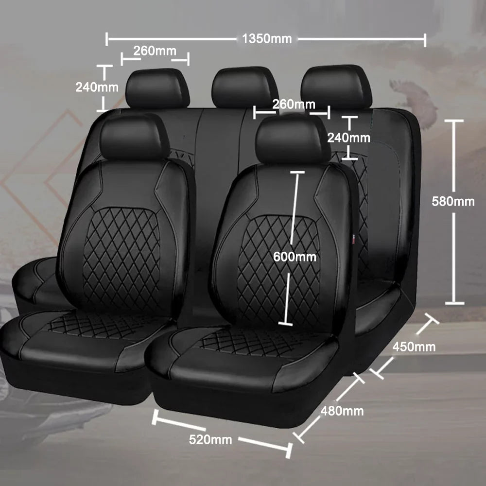 Andoe 9 Pcs Car Seat Protection 5 Seats PU Leather Universal Seat Protection Full Set Auto Interior Accessories for Auto Trucks Van SUV