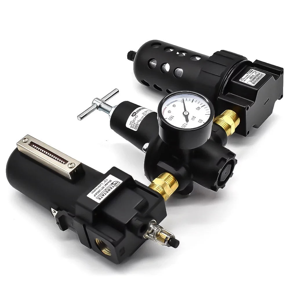 Interstate Pneumatics WC1081HDGP 1/2" â€ Large "T" Handle Poly Bowl Filter Regulator Lubricator - Integral Combo Made in USA