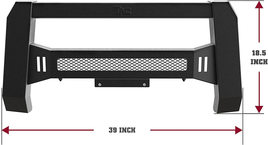 TAC Modular Bull Bar Matching with 2005-2023 Toyota Tacoma Pickup Truck Fine Textured Black (Predator Mesh Version)