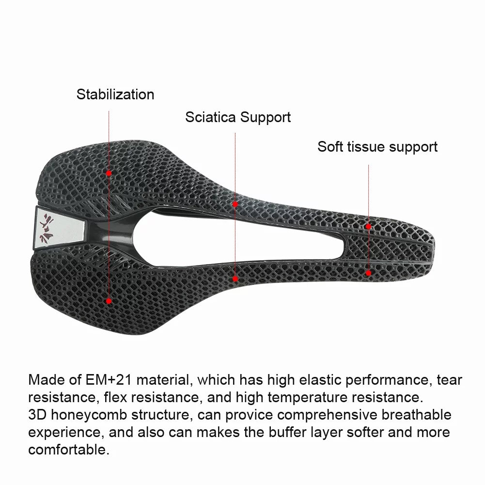RACEWORK 30CRMO 3D Printed Saddle MTB Mountain Road Cycling Saddle Comfortable Honeycomb Structure Hollow Cushion