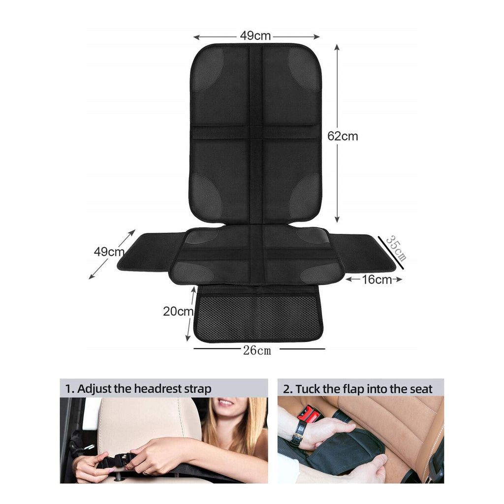 Baby Car Seat Protector Slip-Proof Strong Back Seat Wrap Mat with Organizer Pocket