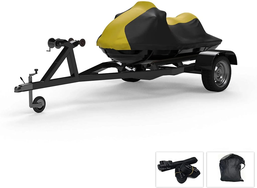 Climate Jet Ski Shield for Yamaha Wave Runner VX Cruiser HO 2015-2019 - Yellow/Black - All Climate - Trailerable - Protects from Rain, Sun, & More! Includes Trailer Straps & Storage Bag
