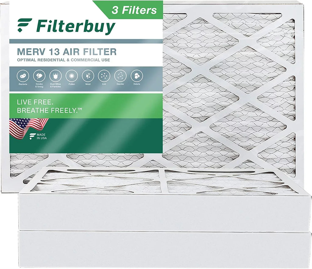 Filterbuy 8x20x4 MERV 13 Pleated HVAC AC Furnace Air Filters (3-Pack)