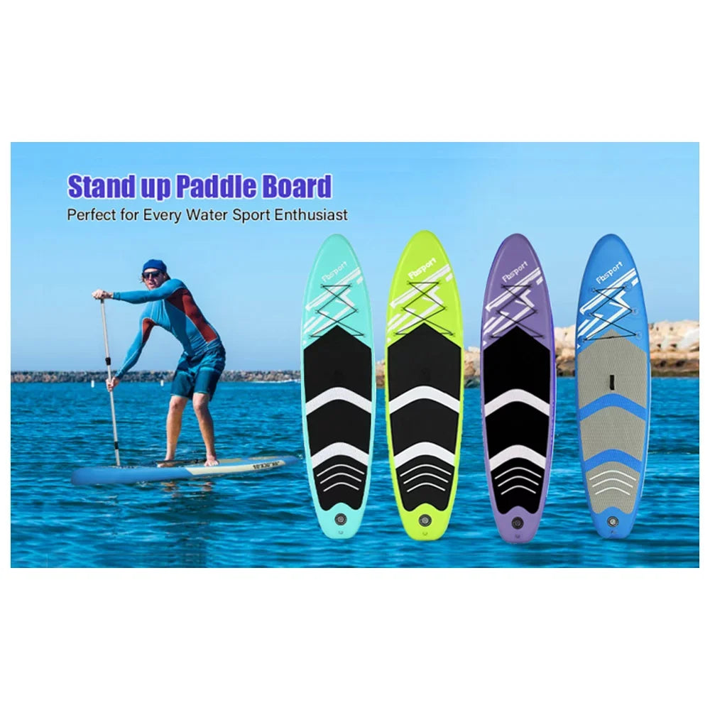 FBsport 10 Ft. Brushed Thickening Inflatable Stand up Paddle Board with Complete Accessories and Carry Bag, Wide Stance, Surf Control, Non-Slip Deck, Standing Ship Green