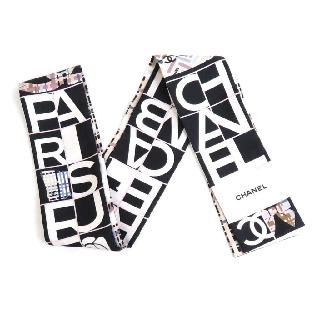 Pre-Owned CHANEL Scarf Silk Black Women's (Good)