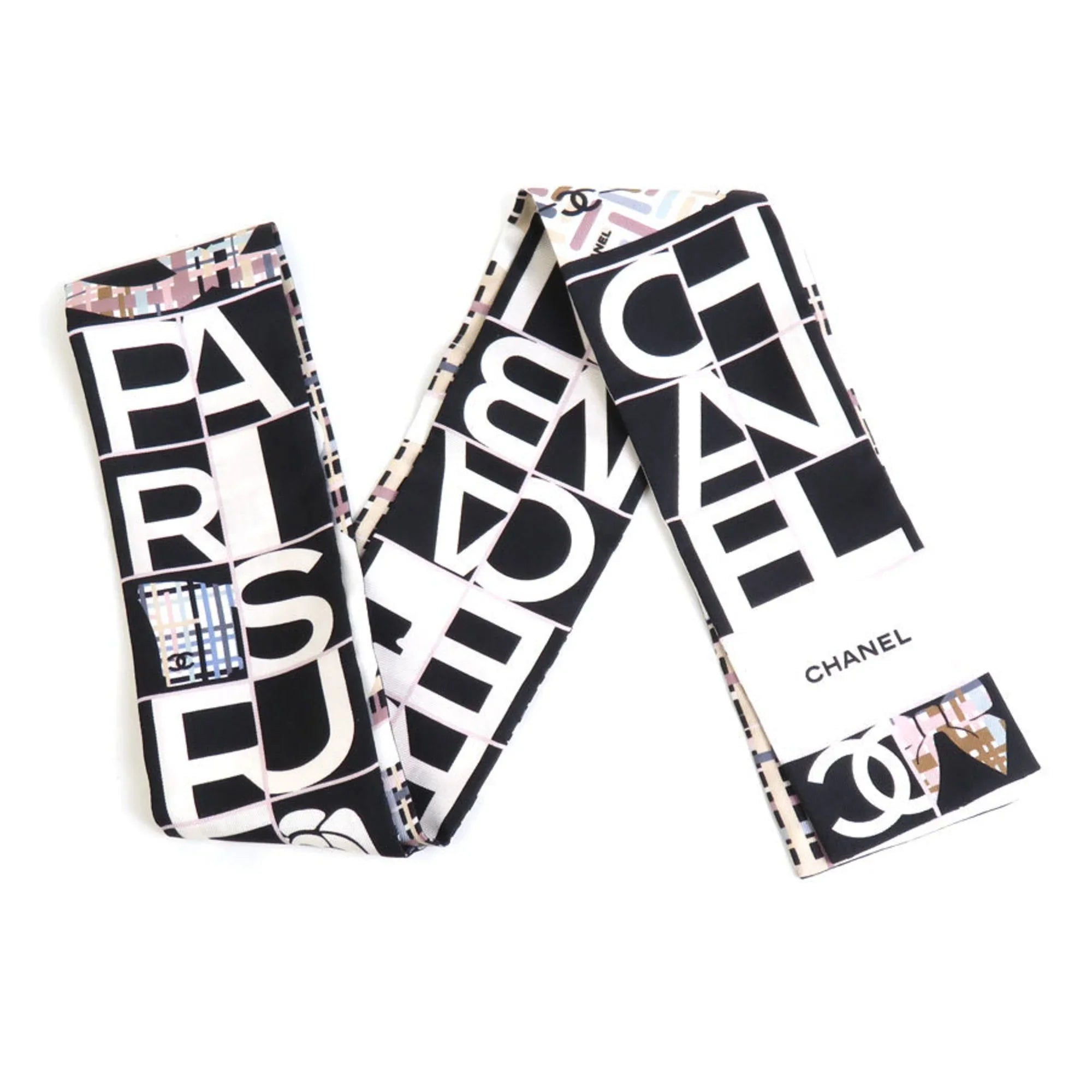 Pre-Owned CHANEL Scarf Silk Black Women's (Good)