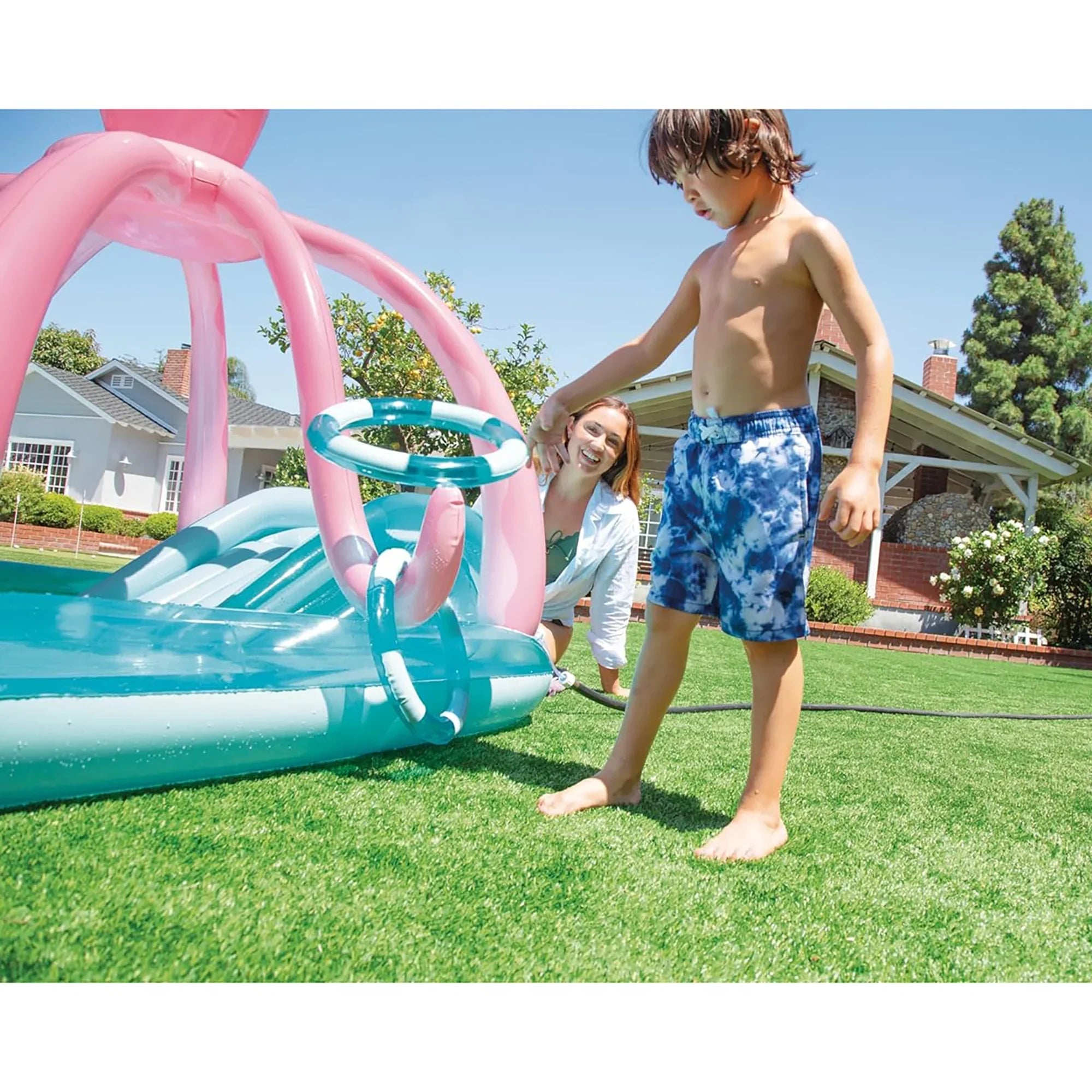 Friendly Octopus Inflatable Play Center W/ Water Slide, Kids Ages 2+