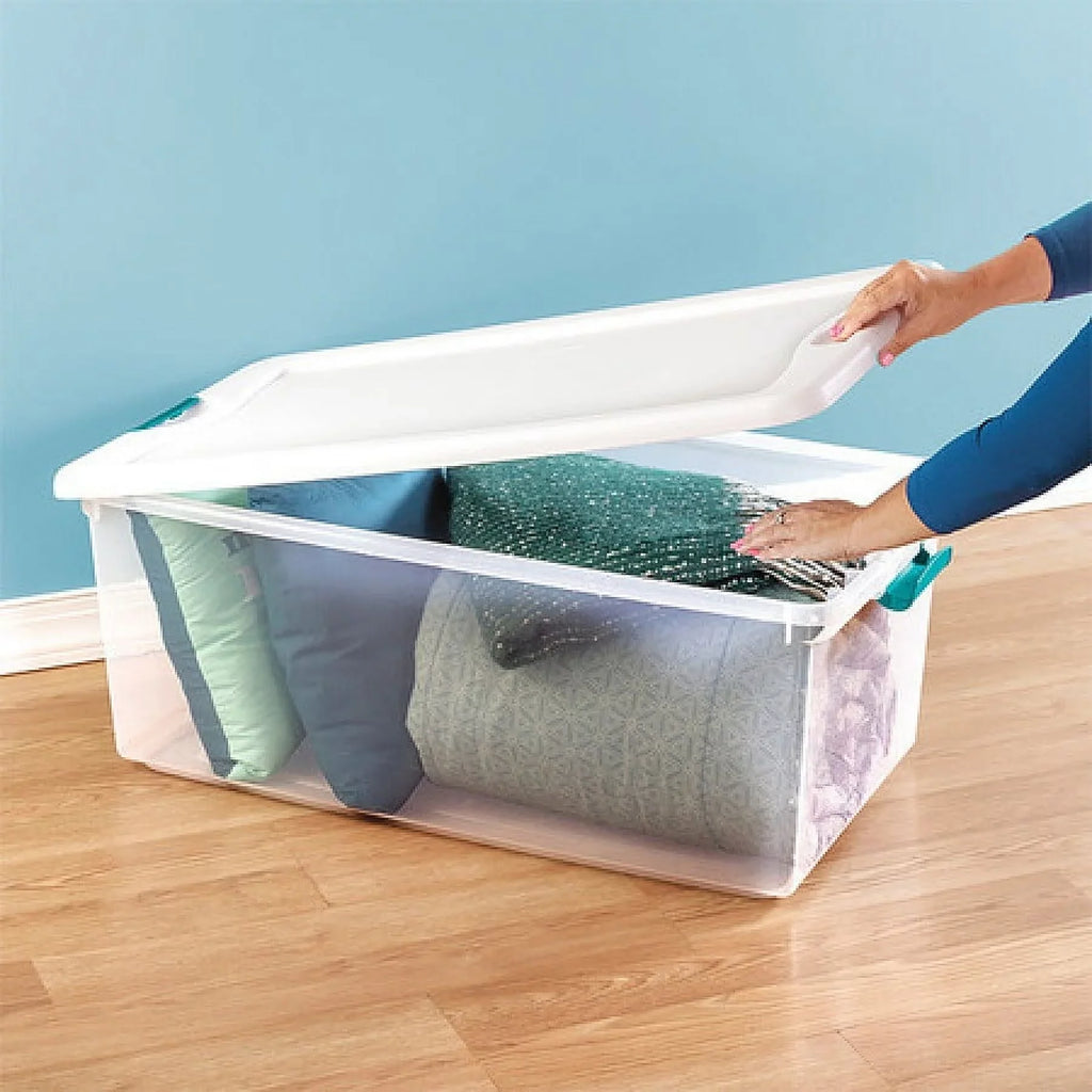 Sterilite 14988004 Latching Storage Box, Wheeled, 56-Qt. - Quantity 4