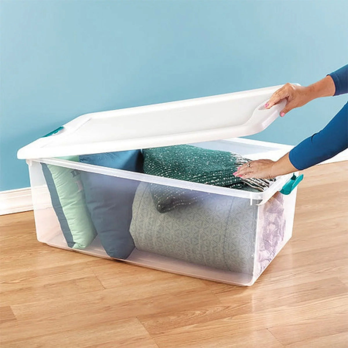 Sterilite 14988004 Latching Storage Box, Wheeled, 56-Qt. - Quantity 4