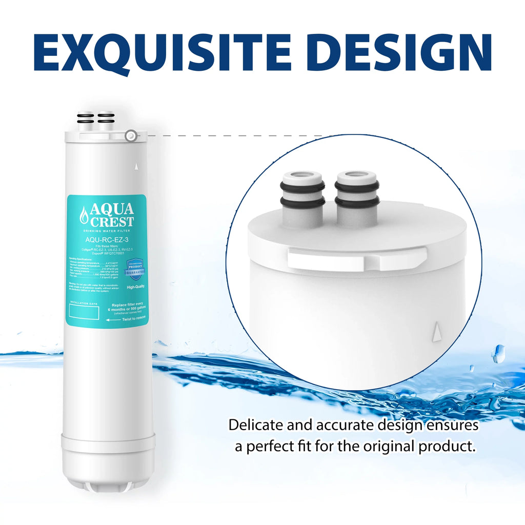 3 Pack AQUACREST RC-EZ-3 Replacement for Culligan RC-EZ-3, US-EZ-3, RV-EZ-3 Under-sink Water Filter, 500 Gallons