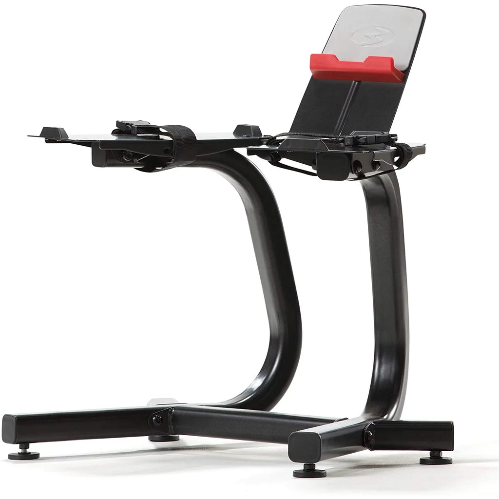 Bowflex 100675 5.1S Stowable SelectTech Adjustable Bench, 6 Adjustment Angles Bundle with Bowflex SelectTech Dumbbell Stand with Media Rack