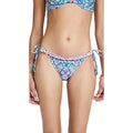Shoshanna Women's Ruffle String Bikini Bottoms, Navy/Magenta Multi, L