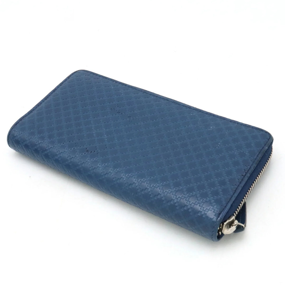 Pre-Owned GUCCI Gucci Diamante Round Long Wallet Leather Blue 307990 (Good)
