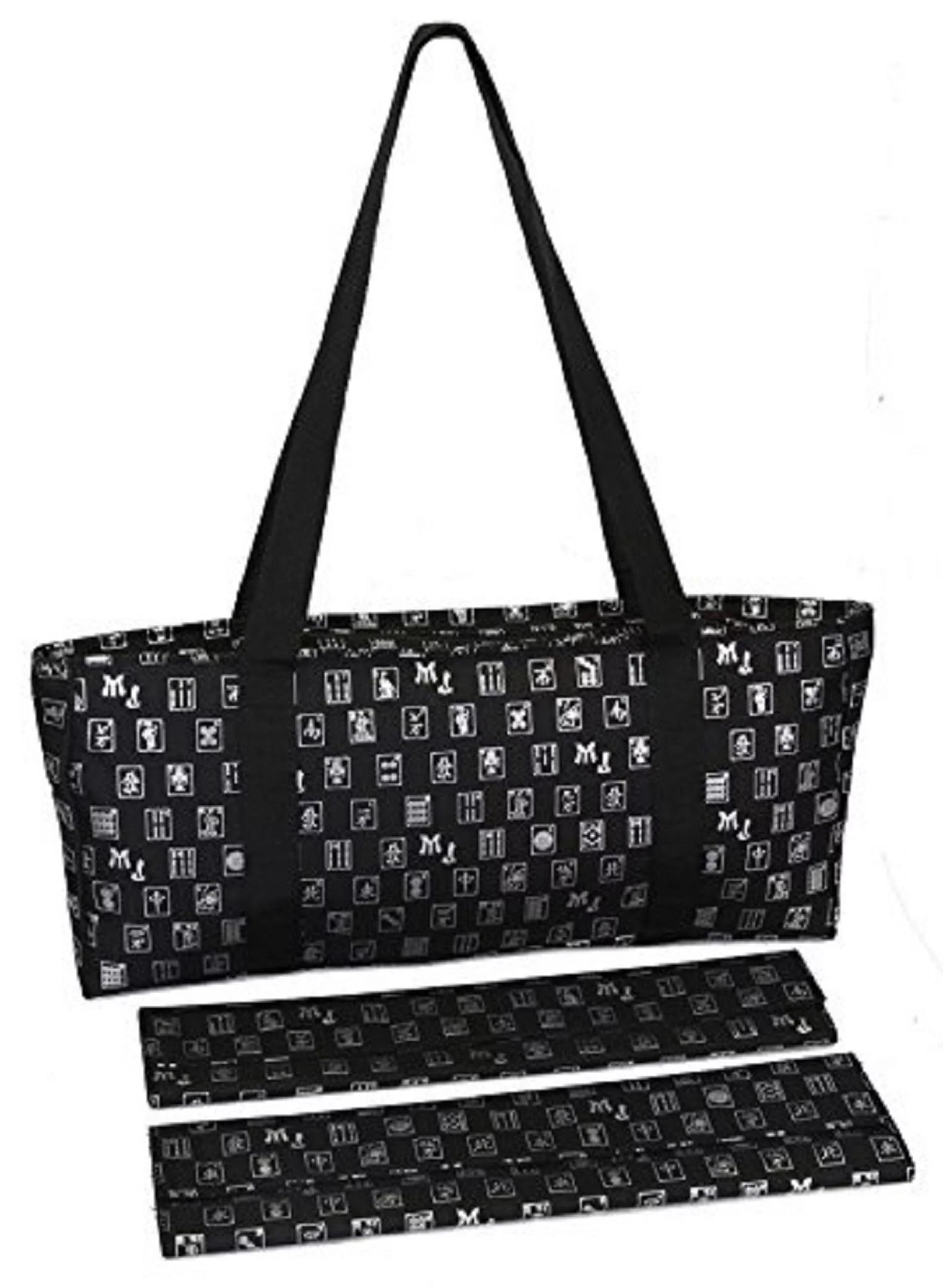 Mah Jongg Direct Black & Silver MJ Designer Logo Soft Replacement Case, includes two matching wraps and a bonus bag, (Replacement Soft Case Only - tiles, trays, racks and pushers not included)
