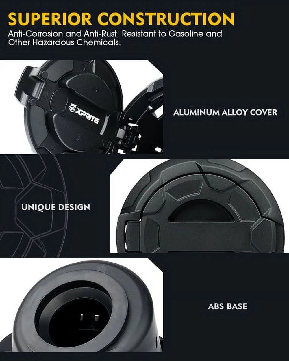 Xprite Bedrock Series Gas Fuel Cap Coating for 07-18 Jeep Wrangler JK JKU, Offroad Style, Lightweight Aluminum, Easy Installation, Theft Deterrence